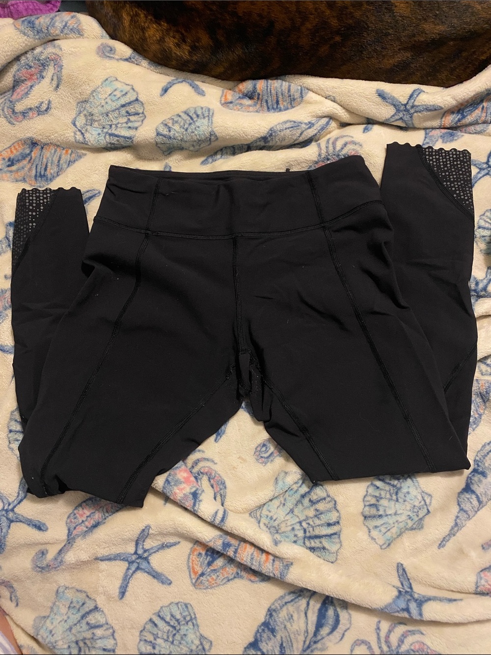 lululemon athletica Black Girls' Leggings with Mesh Cuff Detail